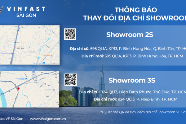 THÔNG BÁO THAY ĐỔI ĐỊA CHỈ SHOWROOM VINFAST SÀI GÒN