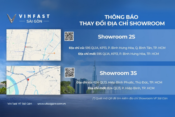 THÔNG BÁO THAY ĐỔI ĐỊA CHỈ SHOWROOM VINFAST SÀI GÒN